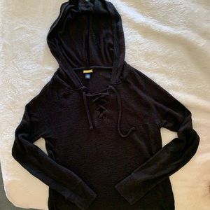 Black tie up long sleeve- with hood